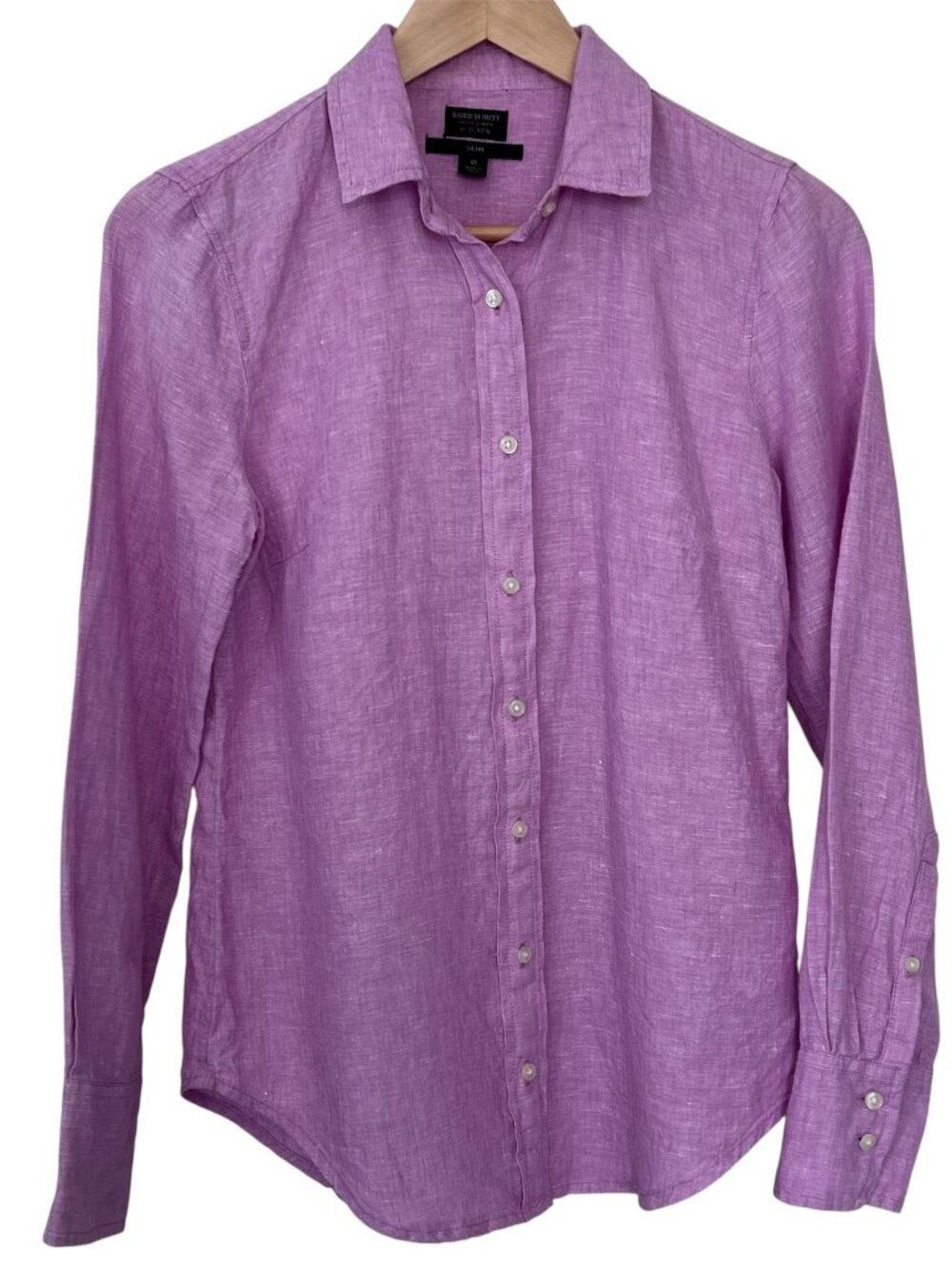 J.Crew x Baird McNutt Irish Linen Slim Perfect Long Sleeve Orchid Purple Size 0